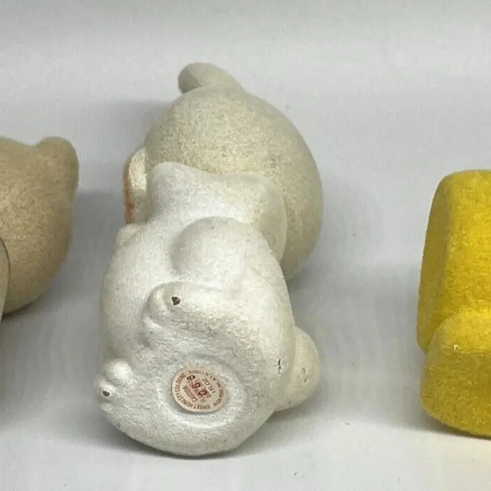 Flocked Fuzzy Bunny Chick Bear Avon Cologne Bottle Vintage 70s LOT of 3 Empty‎